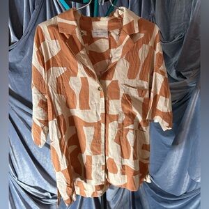 NWT dress forum linen blend button down size small